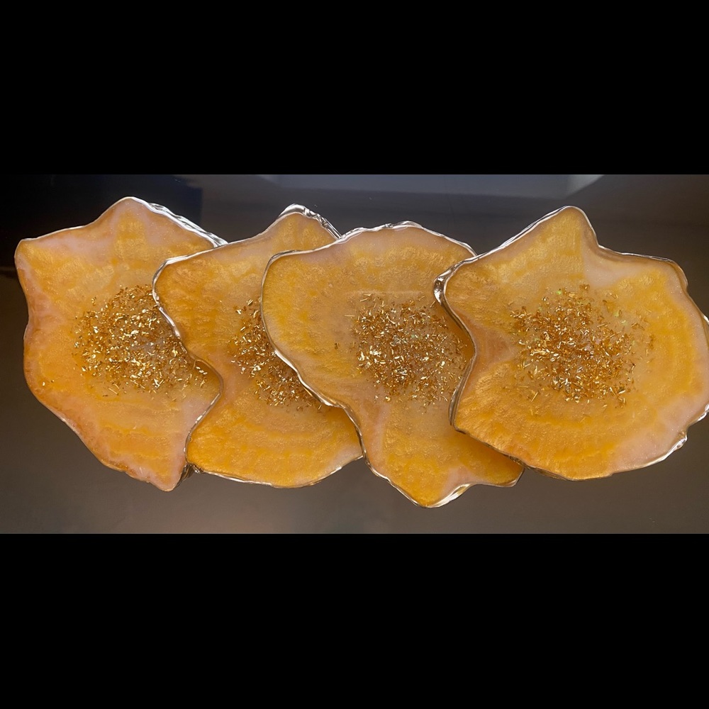 Orange & Gold Hand Made Coasters